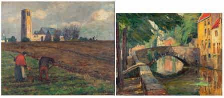, A l ombre des verts sapins, oil on canvas, dated 1906, 41 x 58 cm 1500-2500 No visible signature,