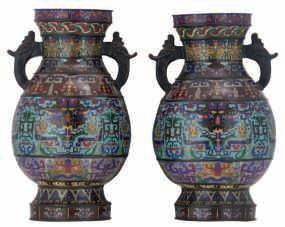 meiping vase decorated with the Eight Immortals (with a matching box), H 36,5-45,5 cm A