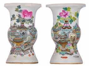 texts, marked, 19thC, H 39,5 cm 500-800 52 LOT 258 LOT 259 LOT 260 A Chinese famille rose floral decorated candelaber with Buddhist symbols, with a Jiaqing mark, H 32 cm