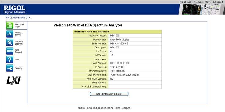 Remote Control 6. Load LXI webpage The analyzer confirms to LXI-Class standards. You can load LXI webpage conveniently by right-clicking the resource name and selecting LXI-Web.