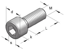 ] Slotted screw M6 20 10 3,9 0,008 100 3220060 Slotted screw M8 20 13 5,0 0,015 100 3220095 Allen screw according to DIN EN ISO 4762 Material: steel Version: Allen head with metric thread Surface: