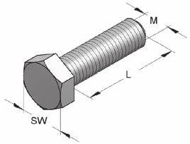 Hexagon screw according to DIN EN ISO 4017 Material: steel Thread: M8, M10, M12 Surface: galvanized 1) Length: 16 up to 60 mm Property class: 8.
