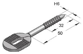 Eye screw Version: with wood (H)- and metric (M) thread Material: steel Surface: galvanized Eye screw Identification Thread L Ø D Ø d Weight Packing Part-No. [mm] [mm] [mm] [Kg/pc.] [pcs.