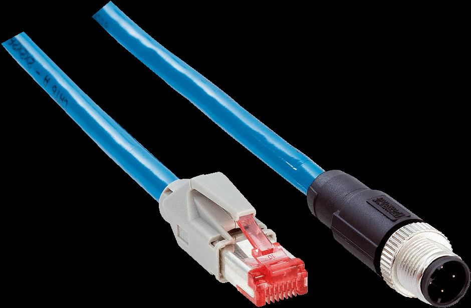 Cable: Power, drag chain use, PUR, halogen-free, shielded, 5 m Head A: male connector, M, 8-pin, straight, A-coding
