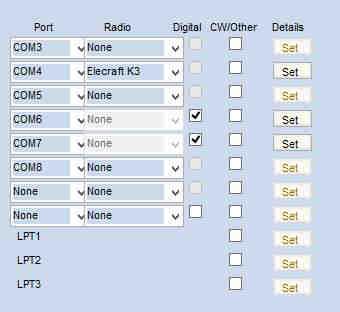 DO NOT check any of the "PTT via Radio Command" options. 9. Chick Set for the FSK port. 10.