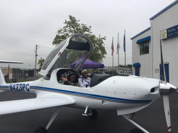 New dreams may take flight as a result of 2018 Girls in Aviation Day in Cahokia Mariana Fobbs & Olivia Herrod, students at Alton High School, sit in the cockpit of a Diamond DA20 More than 100 young