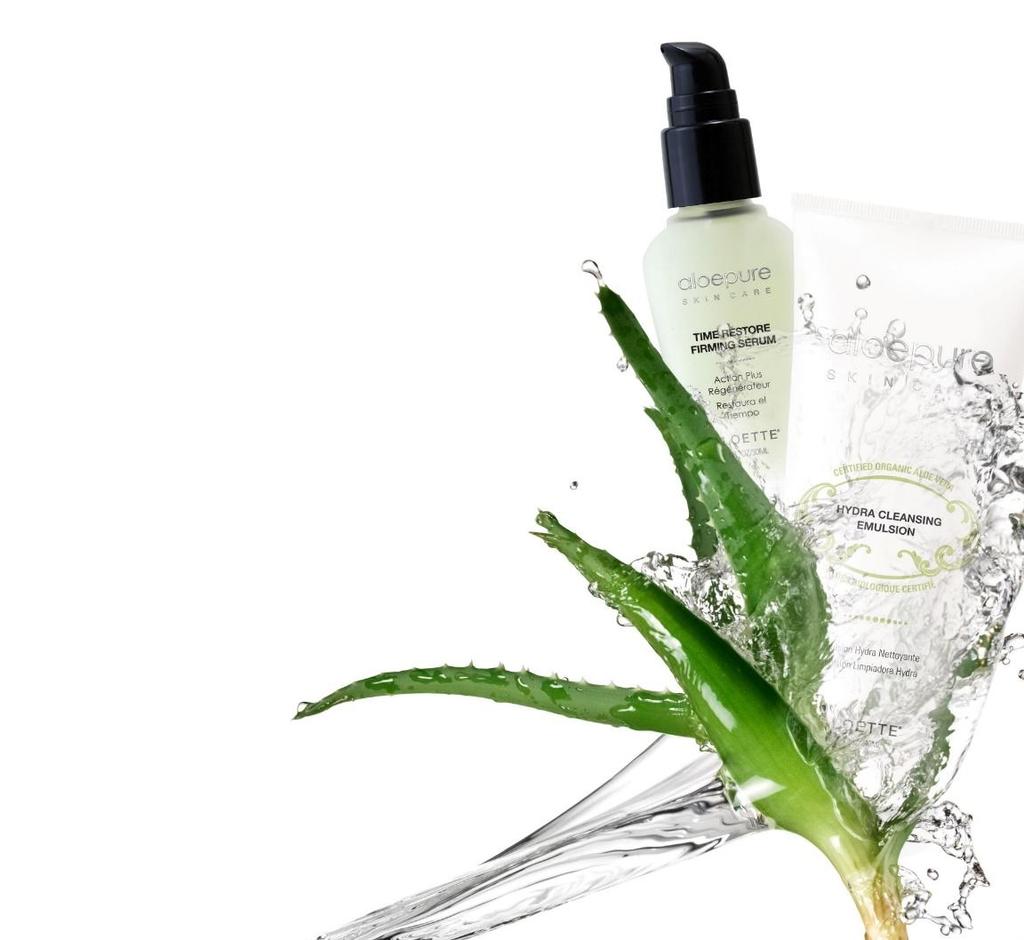 Our Aloe Story Aloe is in all our products to: Enhance ingredient penetration Amplify age-defying and hydrating effects Soothe and calm stressed skin Our Aloepure line is produced with