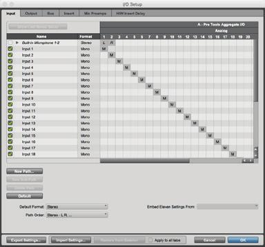 The Setup MIDI Audio Devices window will open (Figure 17). Select Pro Tools Aggregate I/O and select the QSC TM30 Pro.
