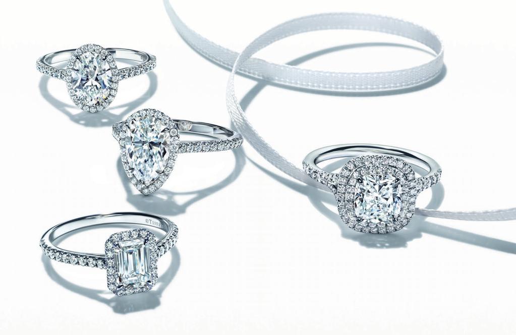 20 TIFFANY SOLESTE OVAL, PEAR, EMERALD-CUT AND CUSHION-CUT RINGS IN PLATINUM WITH