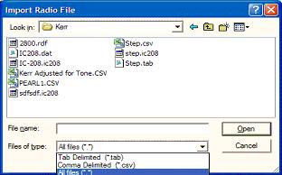 Importing a file 199 From the Import Radio File dialog that opens, select the file to be opened.
