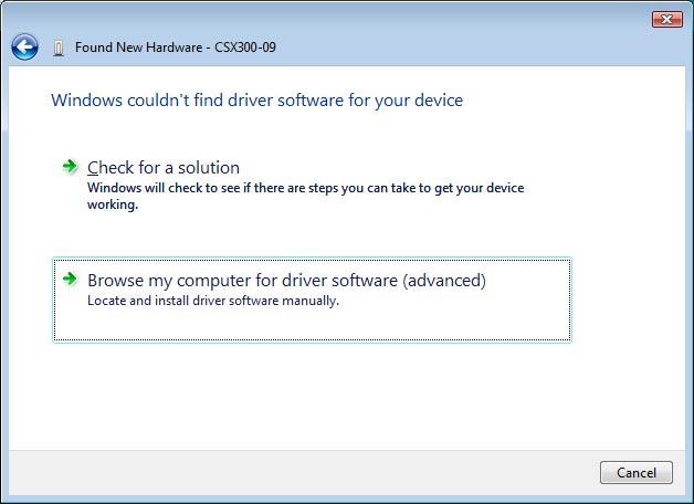 . INSTALLING THE SOFTWARE () The screen shown below is displayed. Click "Browse my computer for driver software (advanced)".