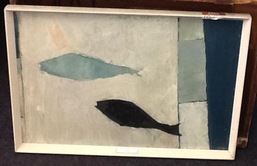 34. J Fletcher Oil painting Fish 79 x 54cm