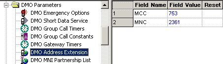 3-78 Customer Programming Software (CPS) 19.6 DMO Address Extension 19.6.1 MCC 19.6.2 MNC The 2 entries in this sub menu are used to identify the DMO Gateway on which the terminal can operate.