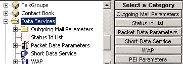Data Services 3-113 26 Data Services This menu is used to set up the Outgoing mail parameters, Status ID list, Packet data parameters Short Data Service WAP, and PEI parameters. 26.1 Outgoing Mail Parameters Related field is: Paragraph 14.