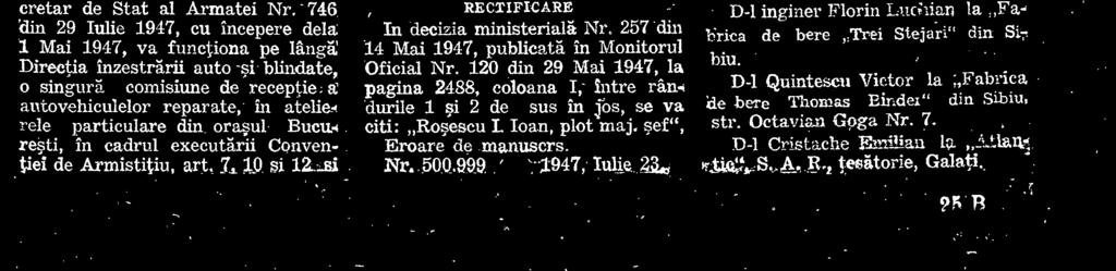 930 in ceea ce priveste licentierea din serviciu, pe data de 31 Mai 1947, a urmatorilor ftinctionari dela I. C. E. F.