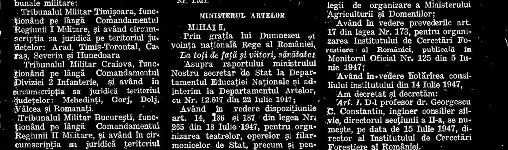 MIHAL Ministrul nationalc., General de Corp de Armati Laacdr Mihail Nr. 1,721.