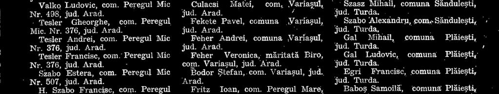 Sânleani Nr, 61, Bartolf Iuliana, noscuto Gotchik, corn. Semlac Nr. 605, Pfitz Barbara, nascuto Piltz, corn.