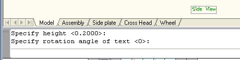 Click to select start of text line, enter height, rotation angle and type text.