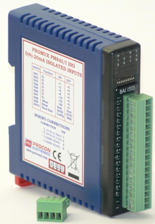 3.8 PM8AI/I ISO and PM8AI/V ISO - ISOLATED ANALOG INPUTS 3.8.1 Description The Analog Input modules are supplied as either a current input module (PM8AI/I ISO) or a voltage input module (PM8AI/V ISO).