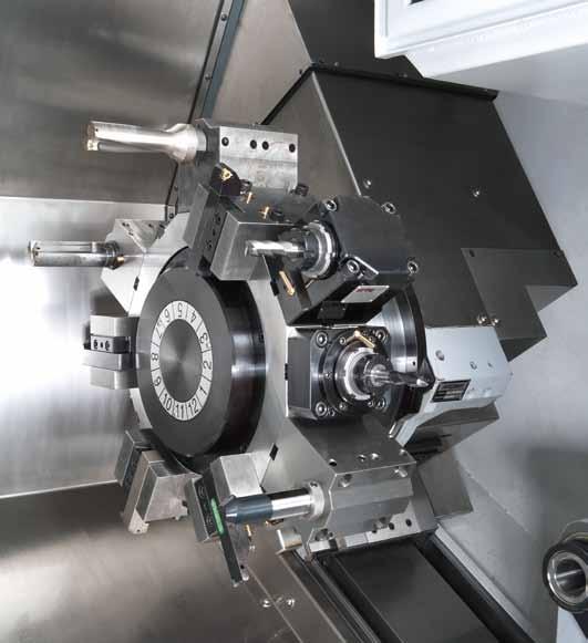 curvic coupling and powerful hydraulic clamping force, assures unparalleled rigidity in all machining