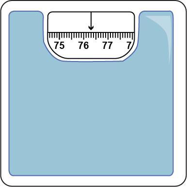 7. Ben is doing a sponsored weight loss. Ben s weight in kilograms (kg) at the start is shown on the bathroom scale.
