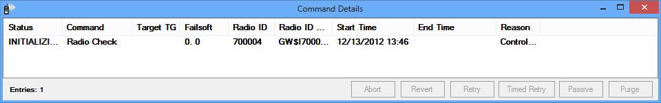 Command Details The Command Details window shows each task within a command. To access the Command Details window, take the steps below: 1. In the Command Monitor, click on a command in the list. 2.