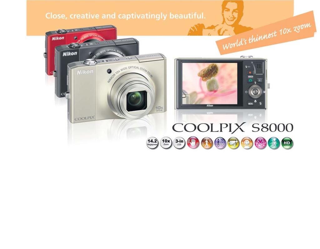 FEATURED PRODUCT - COOLPIX S6000 FEATURED PRODUCT - COOLPIX S8000 Subject tracking automatically tracks subjects to maintain focus This function automatically recognizes human faces and then