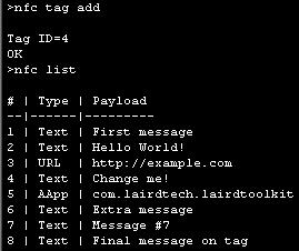 with supplied ID Changes NDEF tag of supplied ID to be a text tag Changes NDEF tag of supplied ID to be a URL Changes NDEF tag of supplied ID to be a Windows Application Launcher Changes NDEF tag of