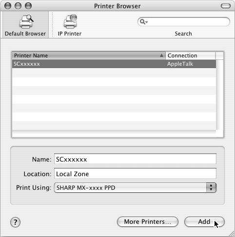 MAC OS X + 14 Configurati driverul de tiparire. Procedura pentru configurarea driverului de tiparire variaza in functie de versiunea sistemului de operare. Procedura pentru versiunile 10.4.11, 10.