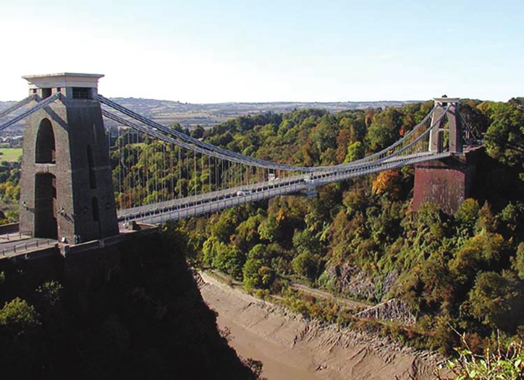 SECTION 2 DESIGN STUDIES (continued) The Clifton Suspension Bridge (1832 1864) designed by Isambard Kingdom Brunel Materials: wrought iron, wrought iron chain and local stone Span: 214 metres.