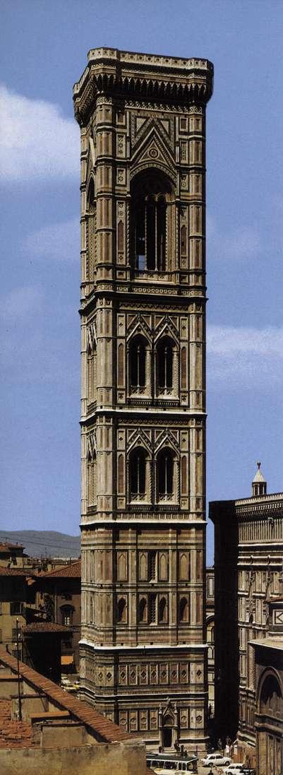 Giotto designed the Campanile which stands like a tower beside the facade. In fact Giotto's Campanile is not entirely as he designed it.