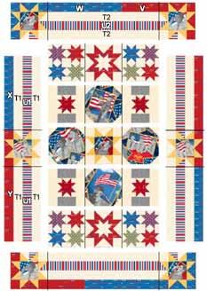 Quilt Assembly: Note: Refer to the Quilt Center Diagram throughout steps 1 10. Refer to the cover quilt drawing to add the borders. 1. Join one of each Mini Star block to make a star block unit.