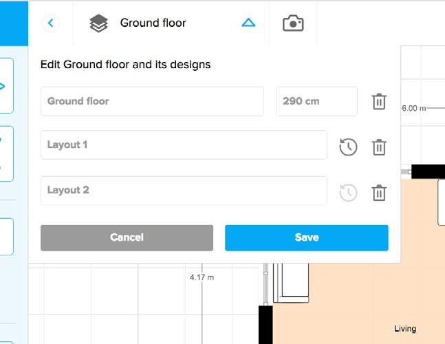 The floor menu is the place where you can add and manage your floors.