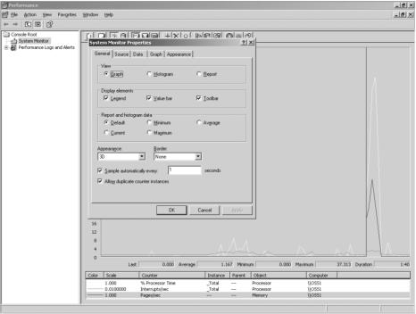 3.2.8.3.2 Facilități adiționale Figura 67: Tab-ul General al ferestrei System Monitor Din fereastra principală a System Monitor apăsați butonul View Histogram pentru a afișa o comparare în timp real