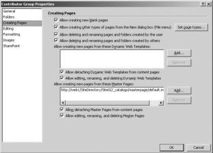 Figura 162: Tab-ul Folders Creating Page în fereastra Creating Page (Figura 163) puteți aplica constrângeri asupra tipurilor de