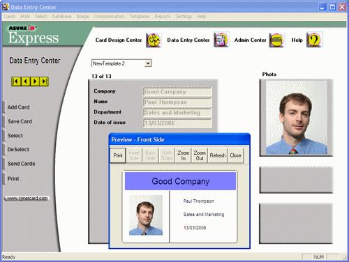Figure 9. Image transferred to Asure ID card management software.