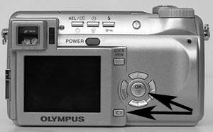 Figure 2. Note: The position of LCD button can be different for different Olympus cameras, but it always looks Set the Camera Control item to ON and press OK. Close the SmartMedia cover door.