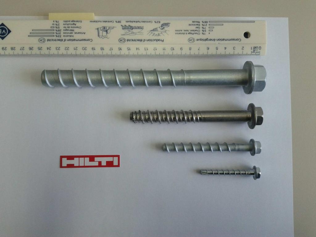 Yijun Li, Sandeep Patil, Bernhard Winkler and Tobias Neumaier Figure 1: Typical concrete screws developed by Hilti Corporation. Concrete screws are one of the postinstalled anchors.