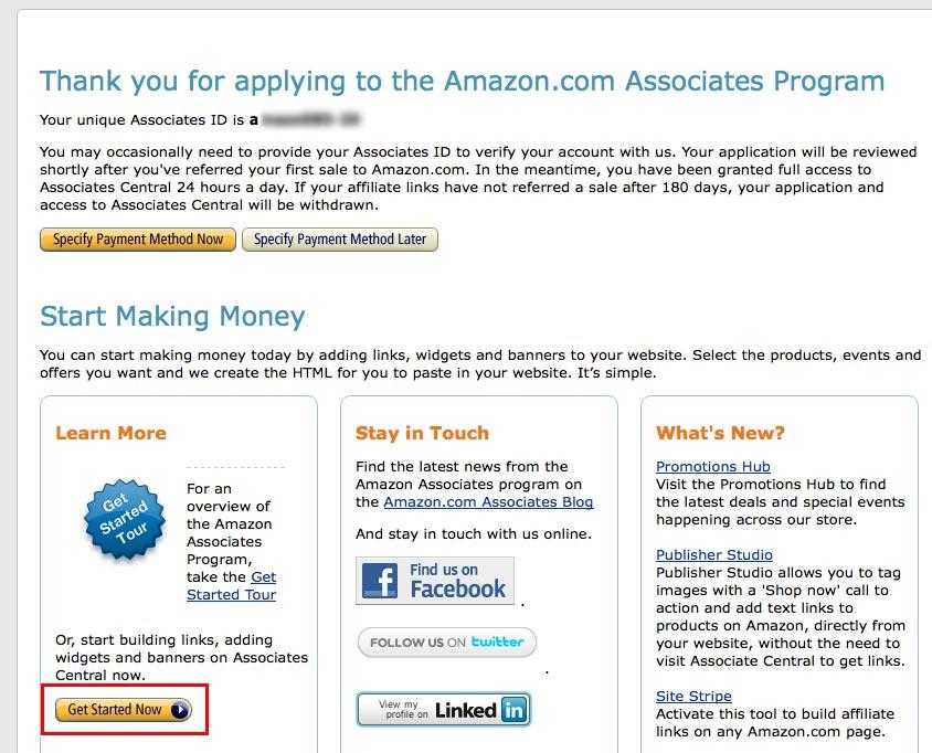 B. Getting your API key Once you have completed signing up for an Amazon s account, you'll be sent to your thank you page.