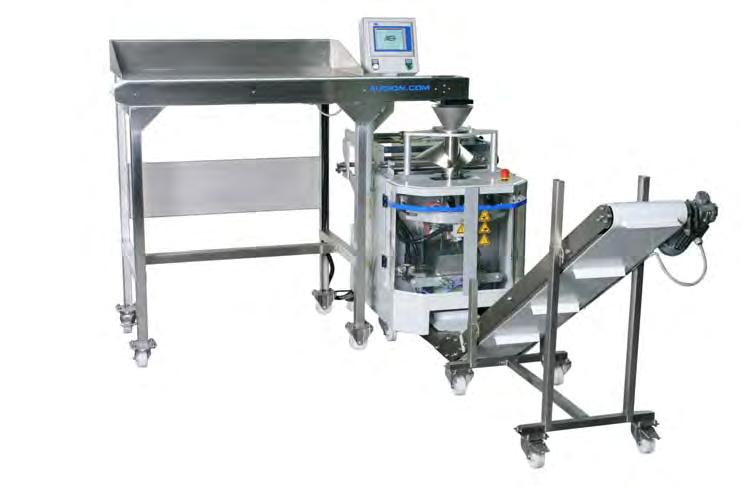The AVM is a vertical form, fill and seal machine, which automatically forms a bag from a flat roll of film, allow it to be filled with free flowing product, and then seal and separate the finished