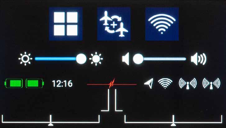 Once the CORE is running, you will see the Home display on the screen: this shows fields containing telemetry values, timers, servo positions or quick-select buttons for menus.