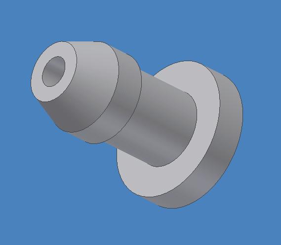 Fiiniishiing the Revollve Modell 1. You will finish the model by extruding a.75 Drill hole through the center of the part. 2. Your finished part should look like the one below. 3.