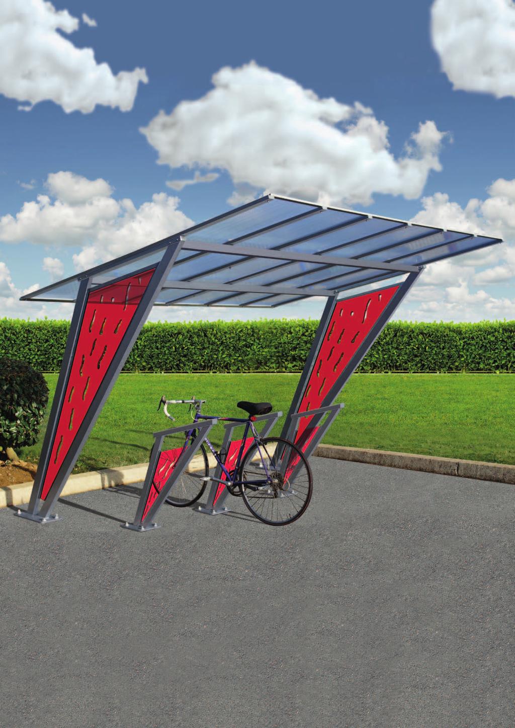 Shelter & bicycle stand SHELTER Featuring a modern & unique design, this modular shelter is the perfect complement to the Venice collection.