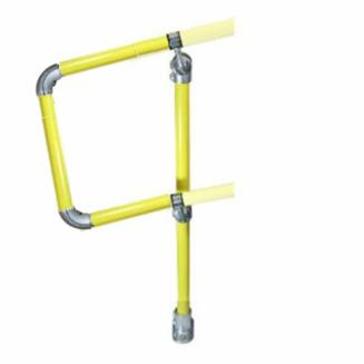 mm o/all high, 132 base flange, 124 Variable Elbow (15-60 ) Handrail to suit and 169 swivel wall fixing Stair End Post End Post with Extension yellow tube 1000 mm o/all high, yellow tube 1000 mm
