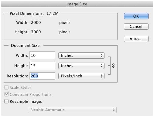 IMAGING BASICS: PHOTOSHOP S IMAGE SIZE DIALOG BOX Use the Image Size dialog box to alter the dimensions or resolution of a file.