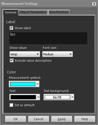17 Working in the Microsoft Word environment 17.4.10.3.1 General tab Label: To specify a label (i.e., a name appearing in the infrared image) for this measurement tool, enter a name here and click Apply.