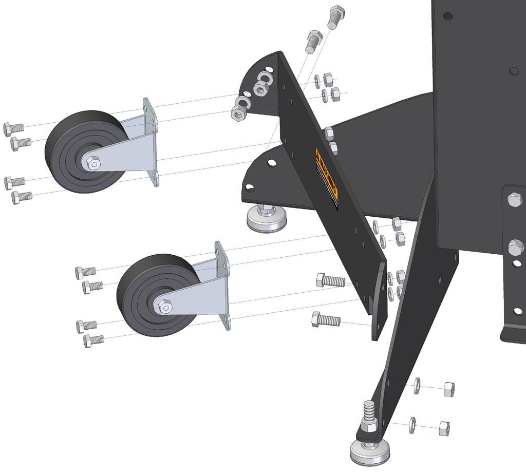 STEP 5 Optional - 10400-08-Kit Wheel Kit, con t Wheel kit/caster bracket allows for easy movement of the MAG-10400 or MAG-14050 to other locations around your shop.