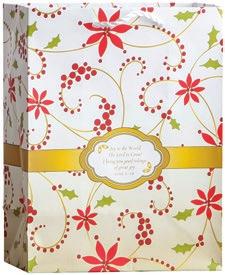 VALUE GIFT BAGS MEDIUM 9" x 7¾" x 4¾" Coated paper Peggable See page 2 for