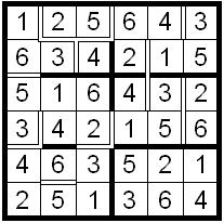 CLASSIC SUDOKU Every row, column and 3x2 box contain the