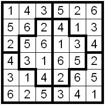 IRREGULAR SUDOKU Every row, column and thick-outlined region